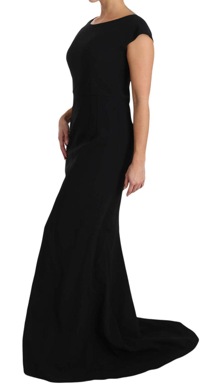 Black Stretch Fit Flare Gown Maxi - Designed by Dolce & Gabbana Available to Buy at a Discounted Price on Moon Behind The Hill Online Designer Discount Store