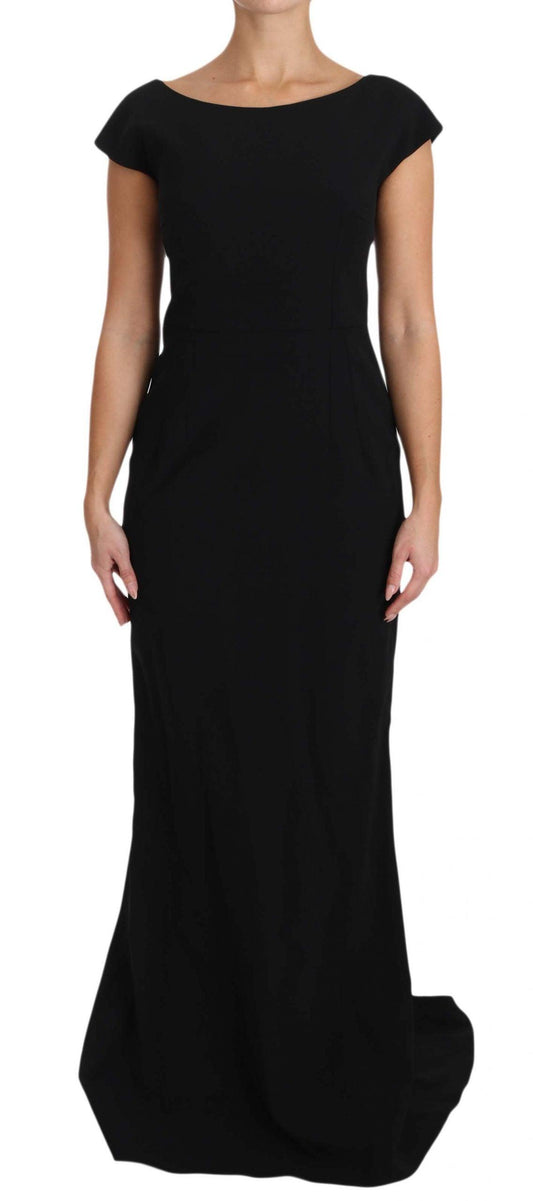 Black Stretch Fit Flare Gown Maxi - Designed by Dolce & Gabbana Available to Buy at a Discounted Price on Moon Behind The Hill Online Designer Discount Store