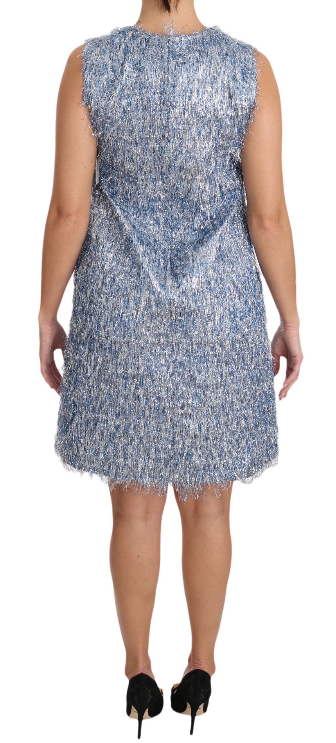 Light Blue Fringe Shift Gown Dress designed by Dolce & Gabbana available from Moon Behind The Hill's Women's Clothing range