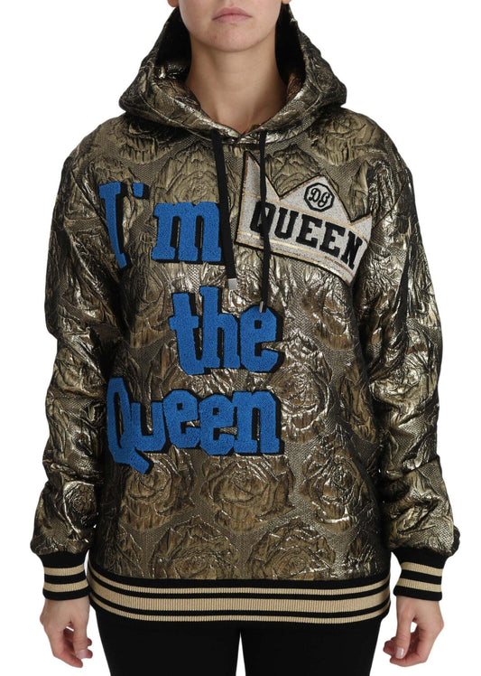 Im The Queen Jaquard Gold Sweatshirt  Hoodie - Designed by Dolce & Gabbana Available to Buy at a Discounted Price on Moon Behind The Hill Online Designer Discount Store