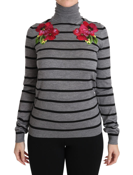 Gray Cashmere Silk Turtleneck Sweater - Designed by Dolce & Gabbana Available to Buy at a Discounted Price on Moon Behind The Hill Online Designer Discount Store