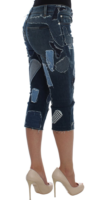 Stretch Blue Patchwork Jeans Shorts designed by Dolce & Gabbana available from Moon Behind The Hill's Women's Clothing range
