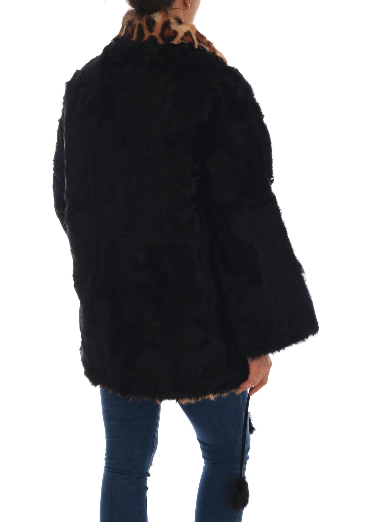 Black Lamb Leopard Print Fur Coat Jacket - Designed by Dolce & Gabbana Available to Buy at a Discounted Price on Moon Behind The Hill Online Designer Discount Store