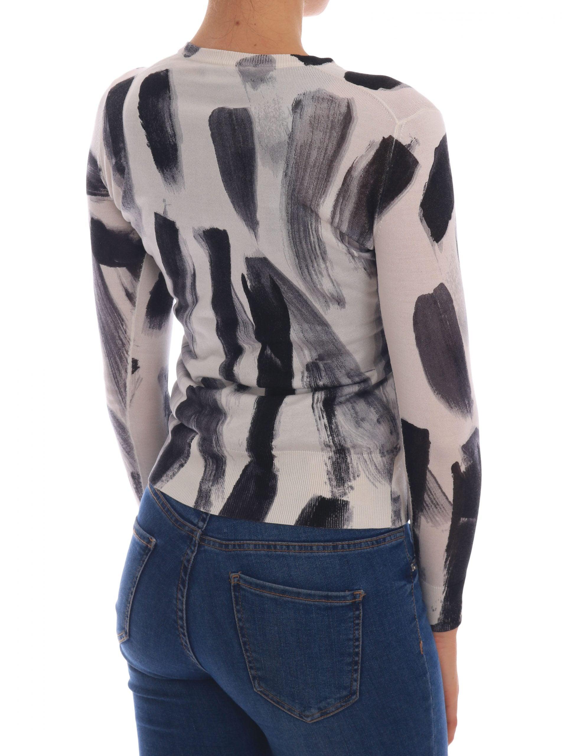 Cardigan Lightweight Silk Paint Stroke Sweater - Designed by Dolce & Gabbana Available to Buy at a Discounted Price on Moon Behind The Hill Online Designer Discount Store