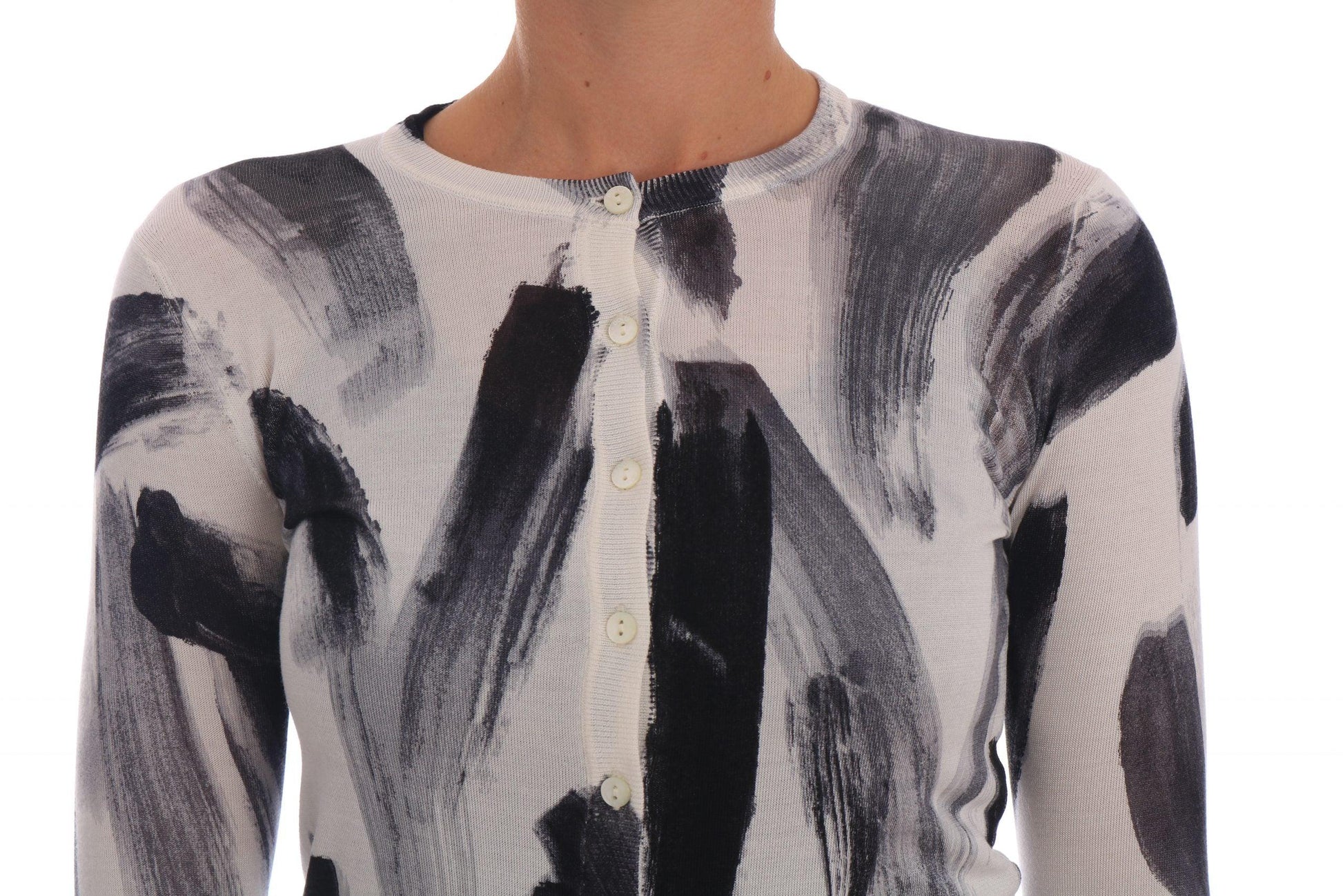 Cardigan Lightweight Silk Paint Stroke Sweater - Designed by Dolce & Gabbana Available to Buy at a Discounted Price on Moon Behind The Hill Online Designer Discount Store