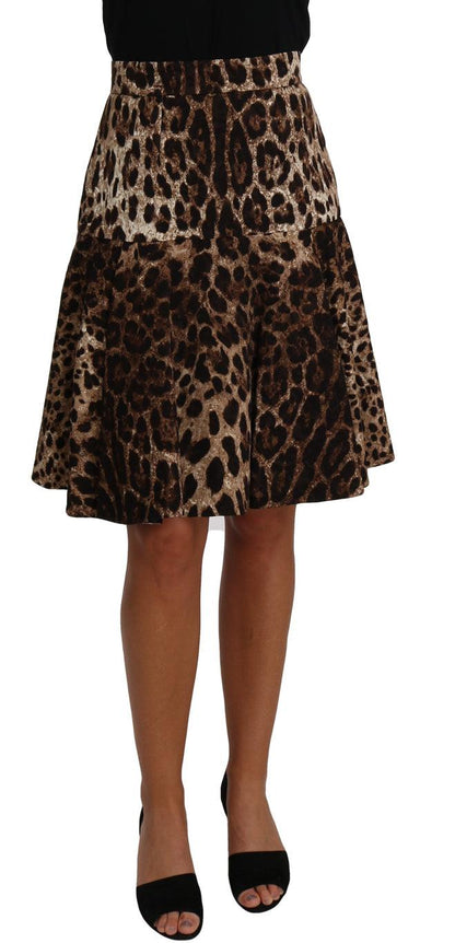 Brown  A-Line Leopard Print Skirt - Designed by Dolce & Gabbana Available to Buy at a Discounted Price on Moon Behind The Hill Online Designer Discount Store