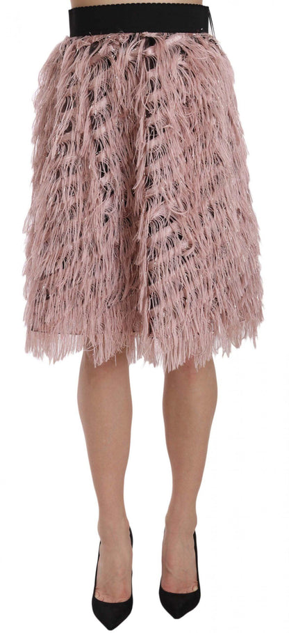 Pink Gold Fringe Metallic Pencil A-line Skirt designed by Dolce & Gabbana available from Moon Behind The Hill's Women's Clothing range