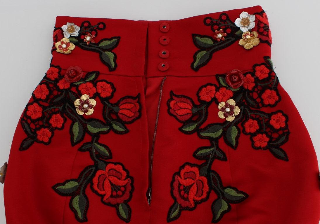 Red Silk Roses Sicily Shorts designed by Dolce & Gabbana available from Moon Behind The Hill's Women's Clothing range