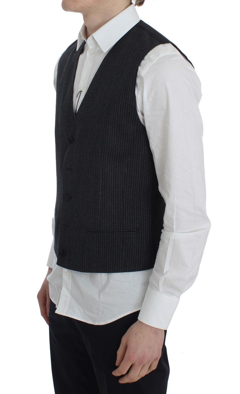 Gray Striped Formal Vest - Designed by Dolce & Gabbana Available to Buy at a Discounted Price on Moon Behind The Hill Online Designer Discount Store