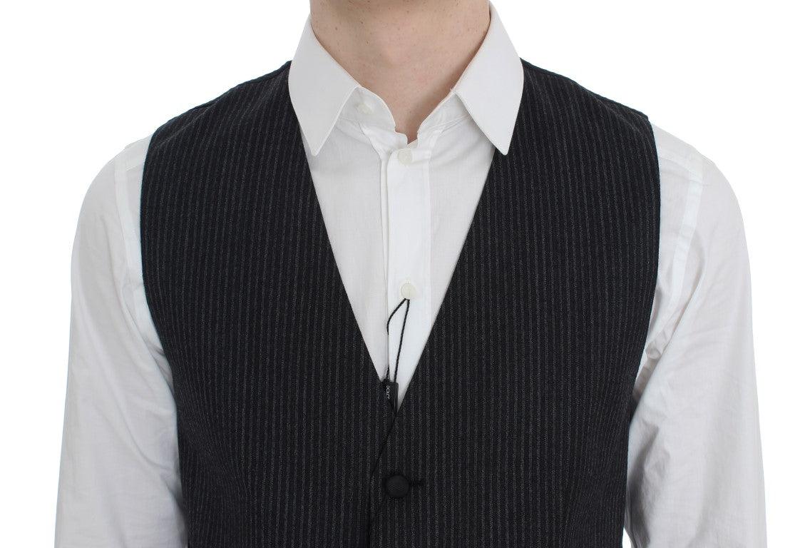 Gray Striped Formal Vest - Designed by Dolce & Gabbana Available to Buy at a Discounted Price on Moon Behind The Hill Online Designer Discount Store