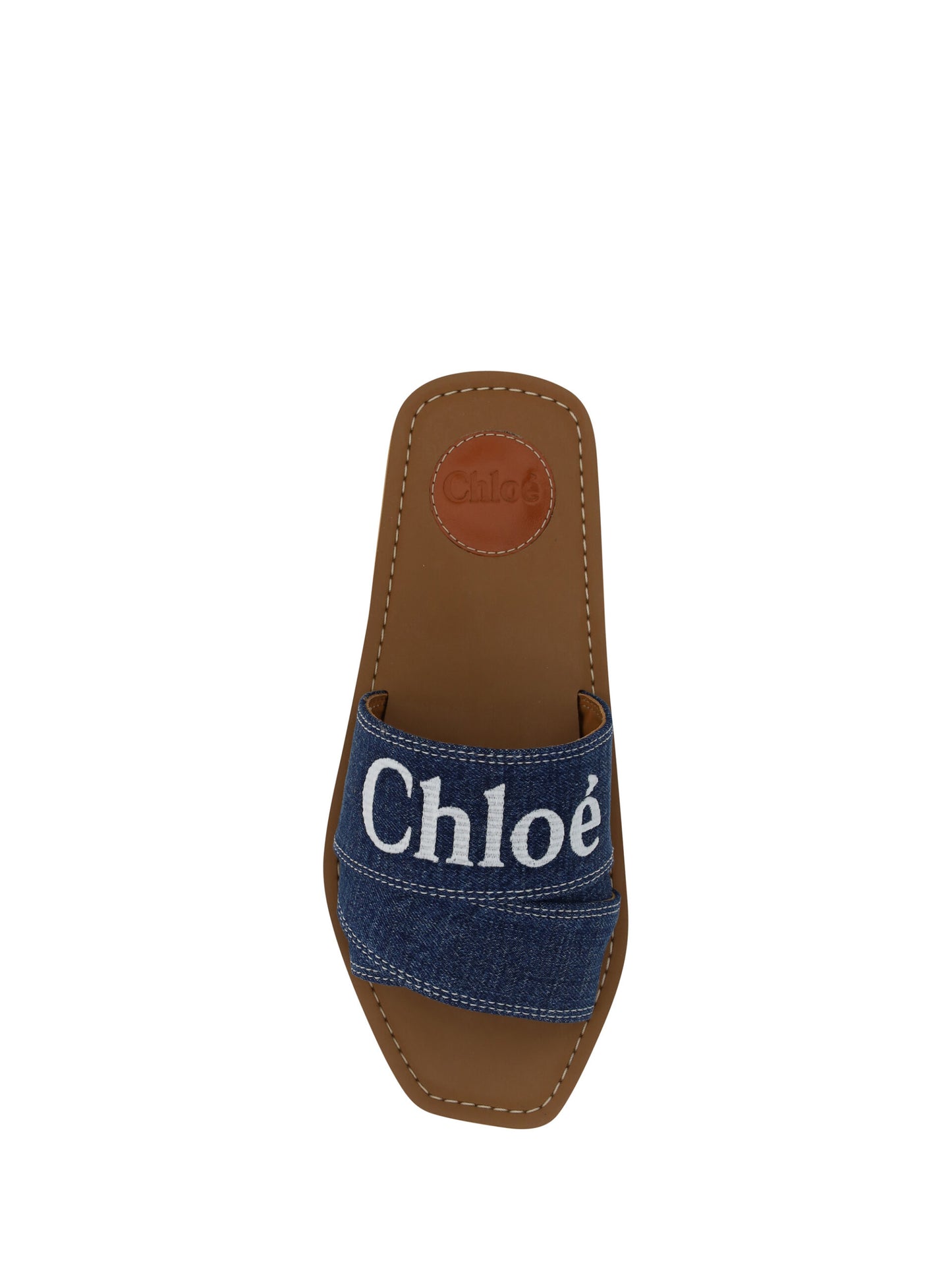 Chloé Denim Blue Cotton Slides Woody Sandals