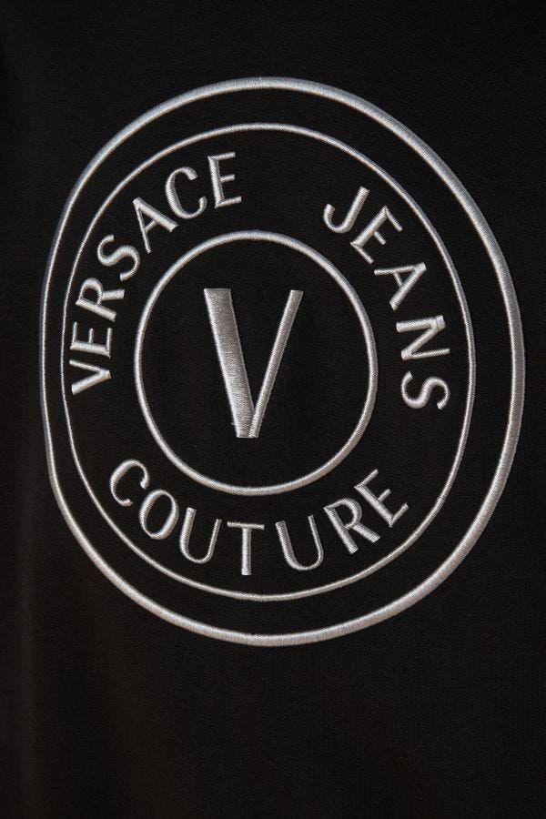 Versace Jeans Couture Black Cotton Logo Details Hooded Sweatshirt designed by Versace Jeans available from Moon Behind The Hill 's Clothing > Shirts & Tops > Mens range