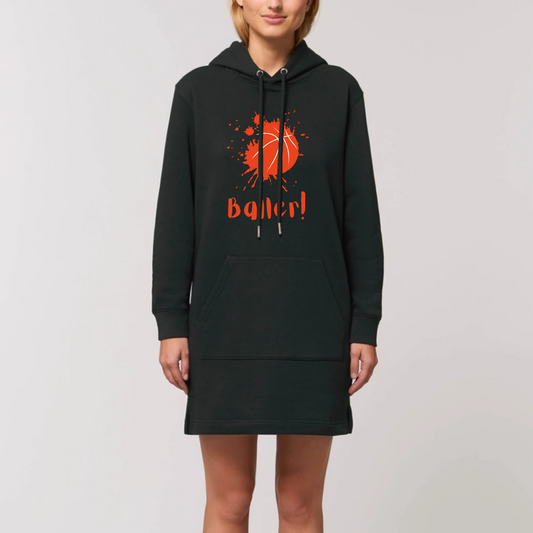 Baller Organic Hoodie Dress - Designed by T-Pop Available to Buy at a Discounted Price on Moon Behind The Hill Online Designer Discount Store