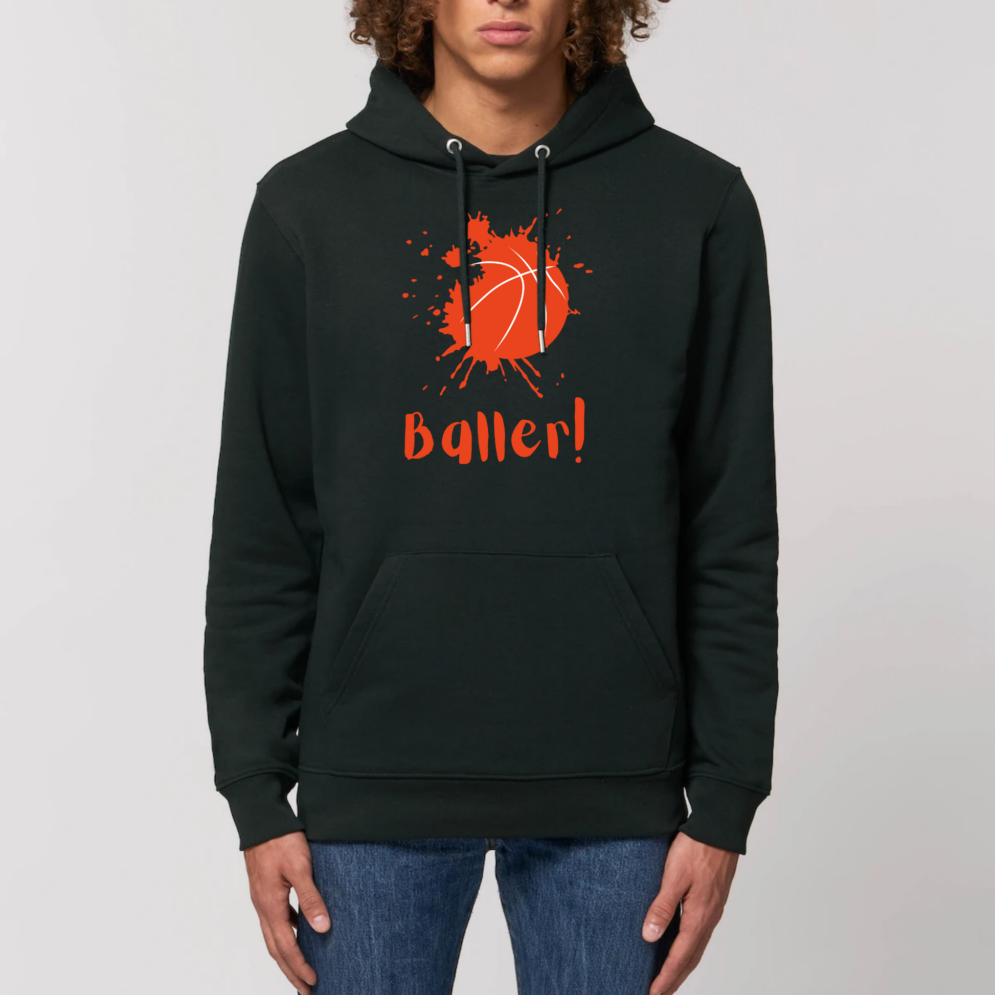 Baller Unisex Organic Hoodie - Designed by T-Pop Available to Buy at a Discounted Price on Moon Behind The Hill Online Designer Discount Store
