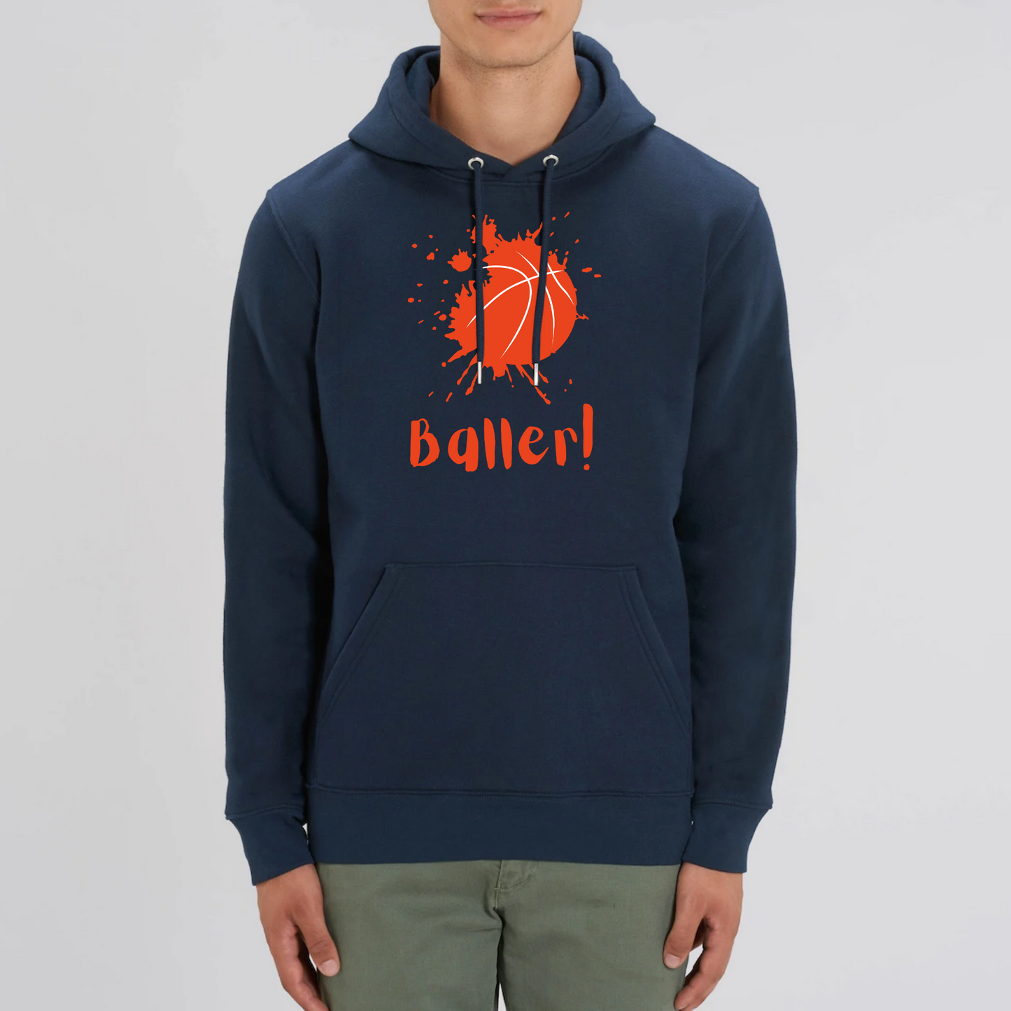 Baller Unisex Organic Hoodie - Designed by T-Pop Available to Buy at a Discounted Price on Moon Behind The Hill Online Designer Discount Store
