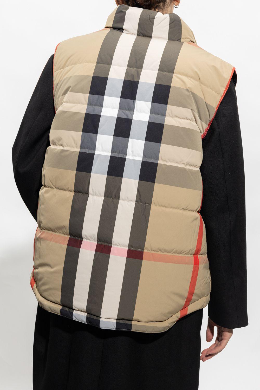 Burberry Men's Beige & Black Polyamide Down Gilet Vest - Designed by Burberry Available to Buy at a Discounted Price on Moon Behind The Hill Online Designer Discount Store