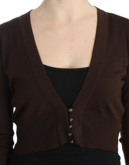 Cavalli Women's Brown cropped wool cardigan