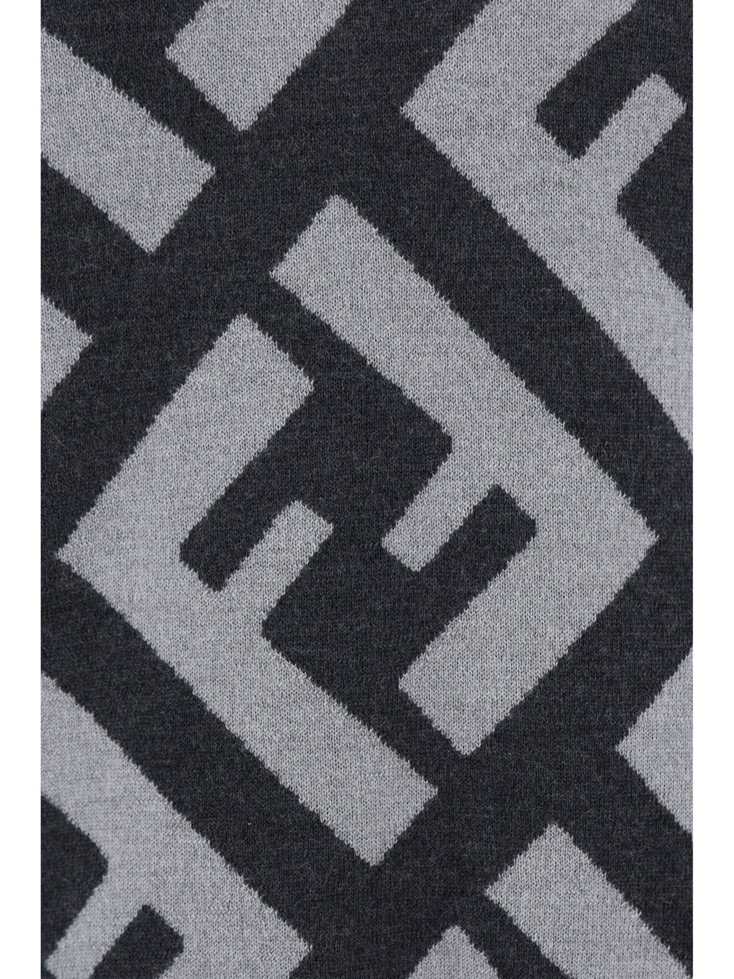 Fendi Men's Grey Wool Logo Details Crewneck Sweater