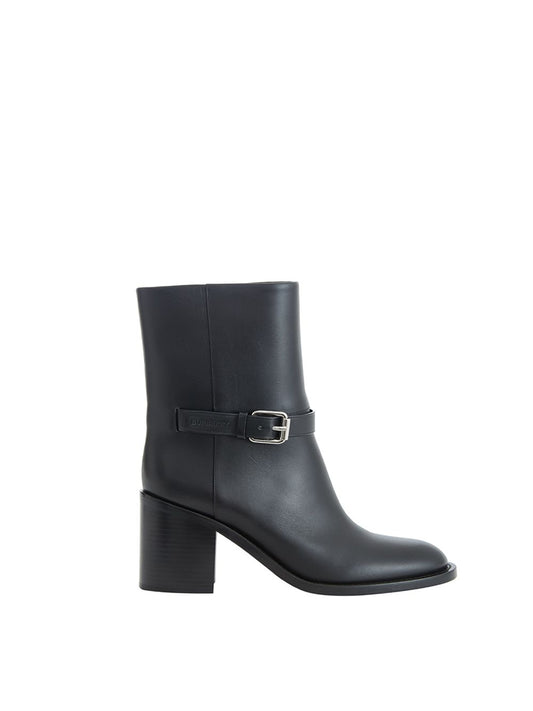 Burberry Ladies' Black Leather Ankle Boots - Designed by Burberry Available to Buy at a Discounted Price on Moon Behind The Hill Online Designer Discount Store