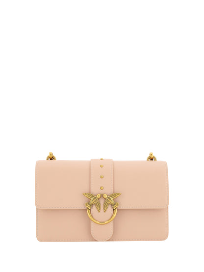Pinko Pink Calf Leather Love One Classic Shoulder Bag