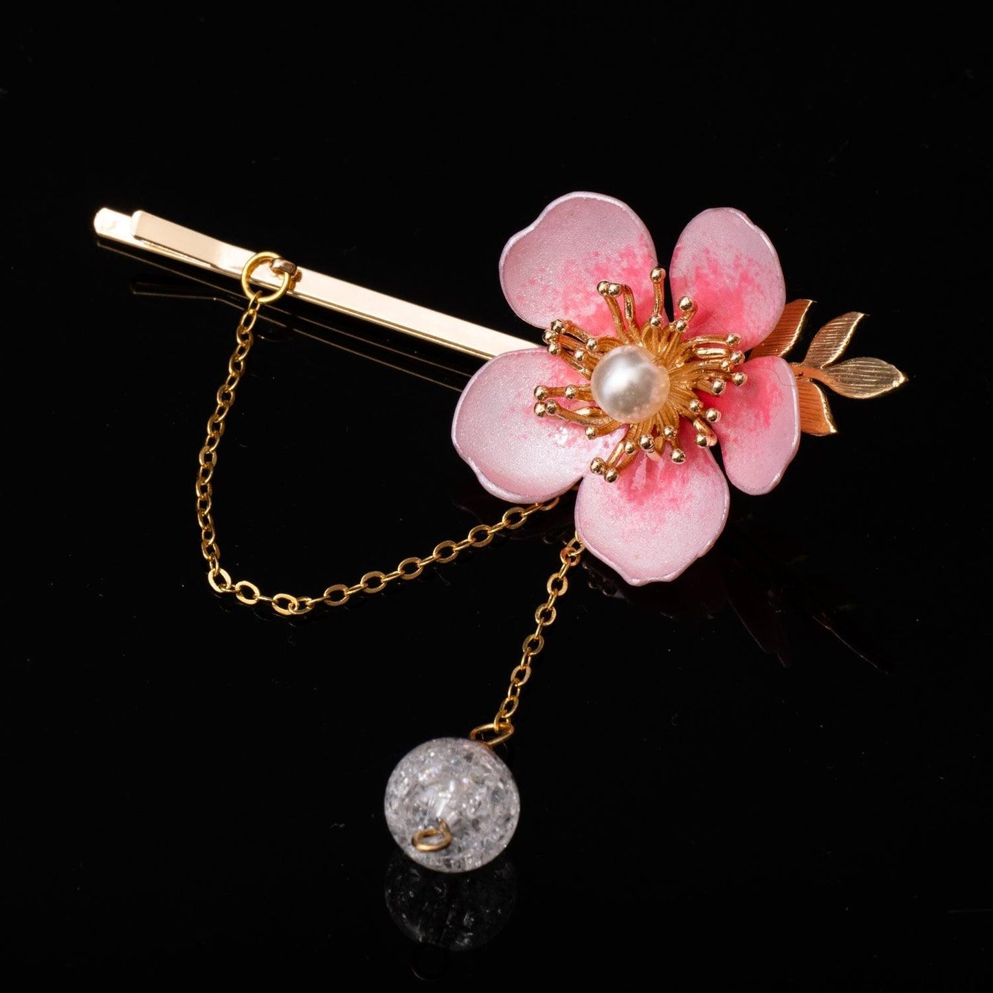 Cherry Blossom Sakura Crystal Hair Pin - Designed by Upcycle with Jing Available to Buy at a Discounted Price on Moon Behind The Hill Online Designer Discount Store