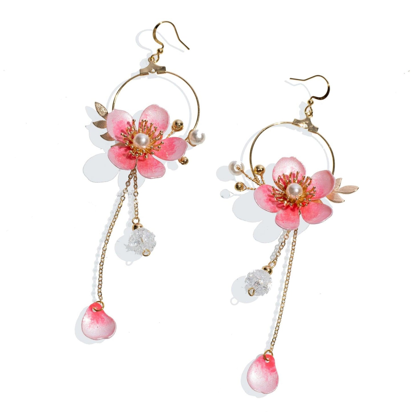 Cherry Blossom Sakura Moon Drop Earrings - Designed by Upcycle with Jing Available to Buy at a Discounted Price on Moon Behind The Hill Online Designer Discount Store