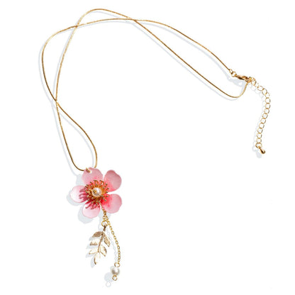 Cherry Blossom Sakura Spring Drop Necklace - Designed by Upcycle with Jing Available to Buy at a Discounted Price on Moon Behind The Hill Online Designer Discount Store