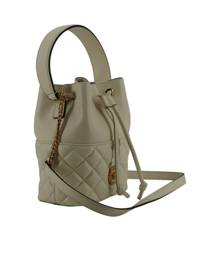 White Lamb Leather Small Bucket Shoulder Bag