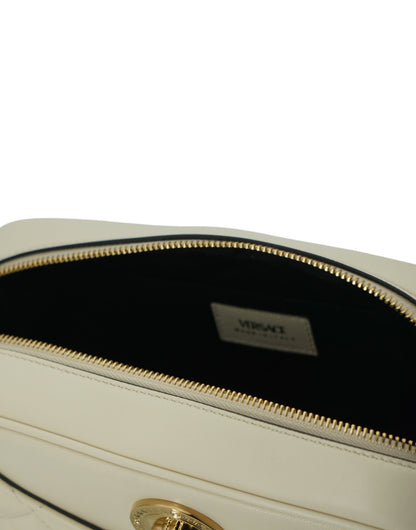 White Lamb Leather Medium Camera Shoulder Bag