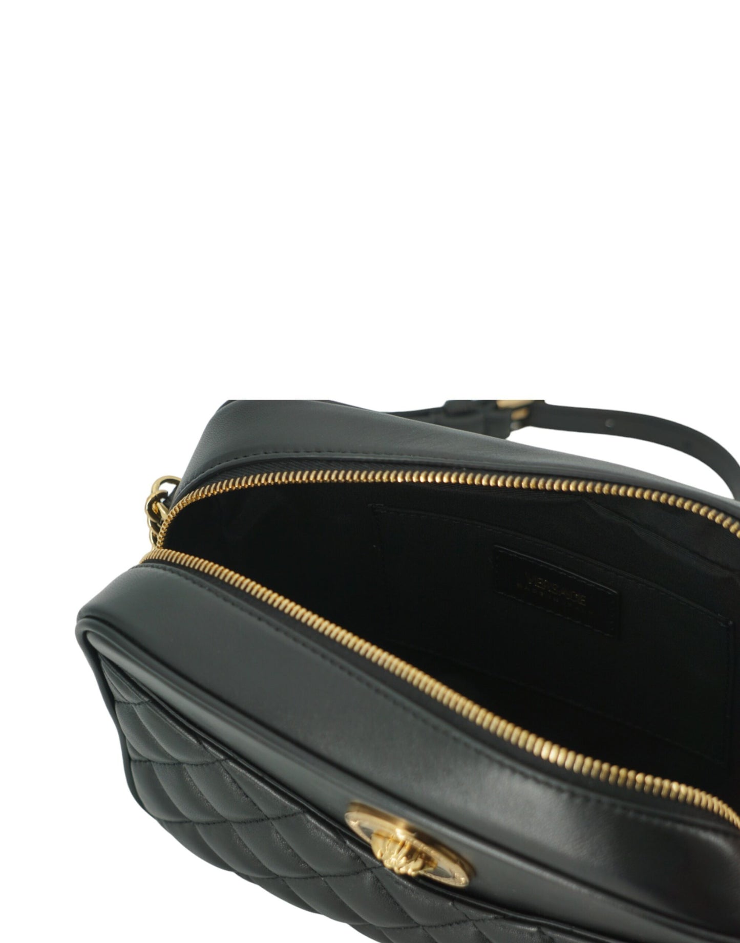 Black Lamb Leather Medium Camera Shoulder Bag