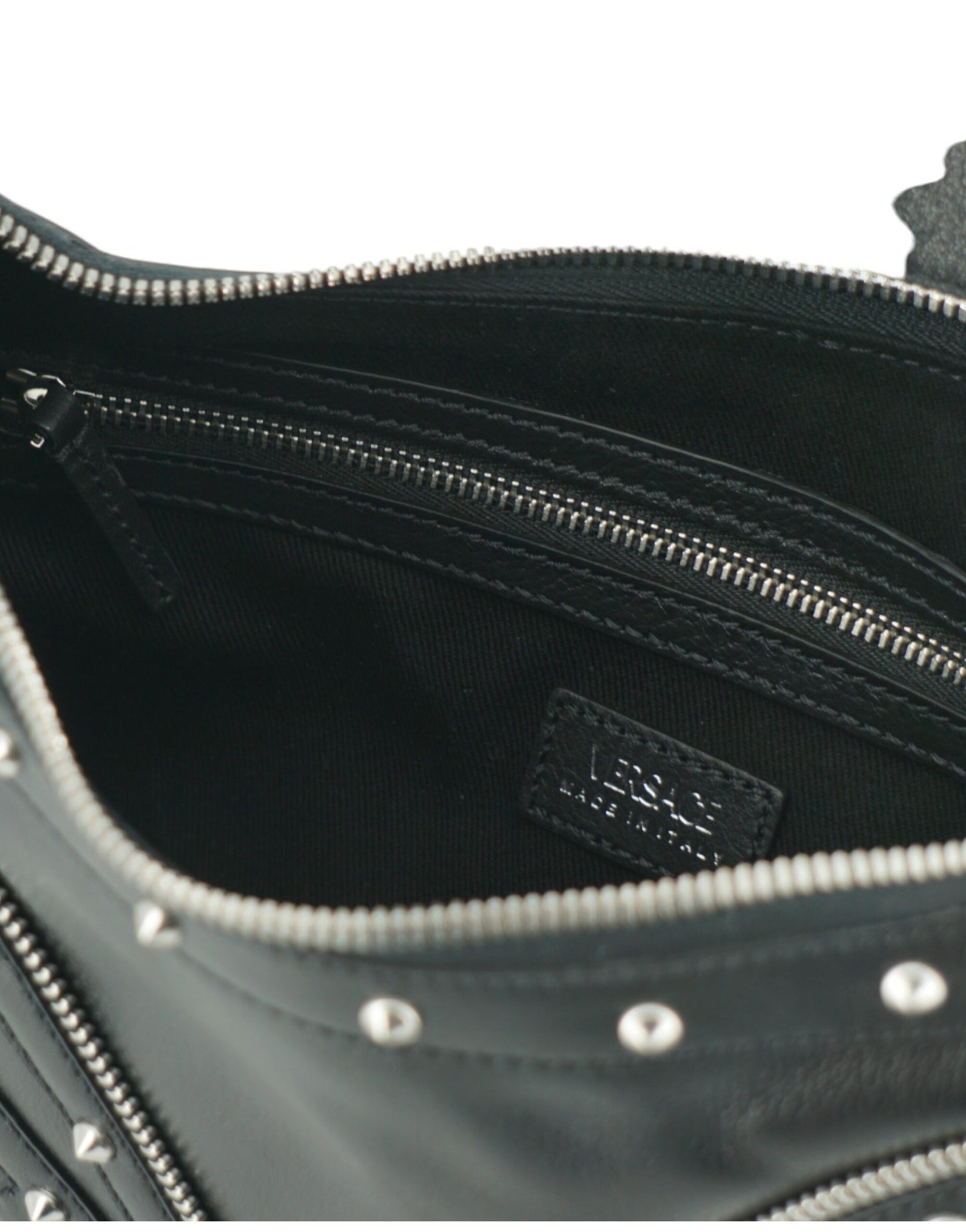 Black Calf Leather Small Hobo Shoulder Bag