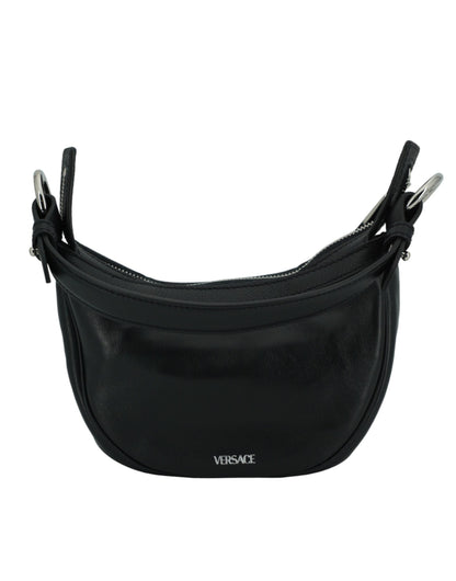 Black Calf Leather Hobo Mini Shoulder Bag