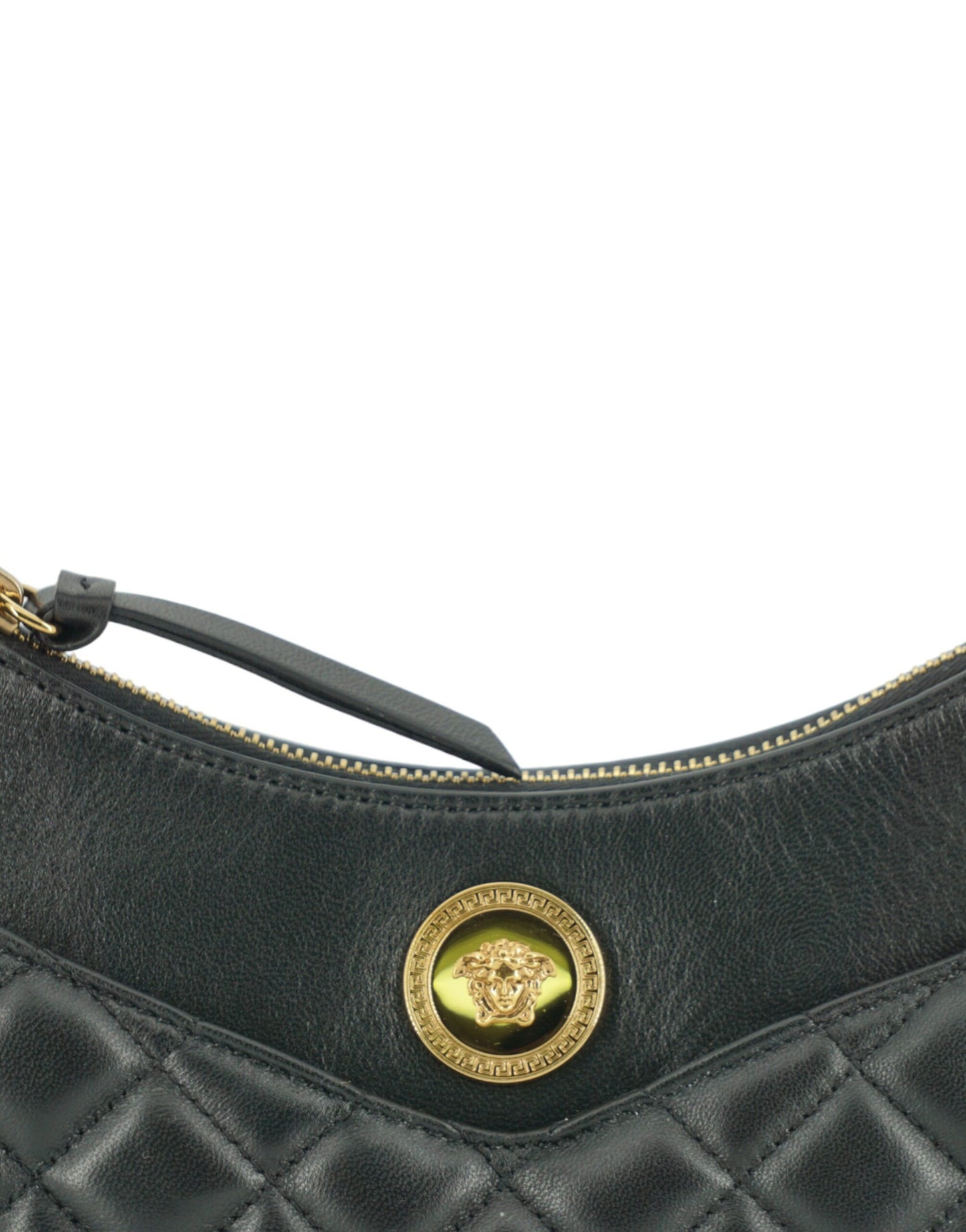 Black Leather Half Moon Shoulder Bag