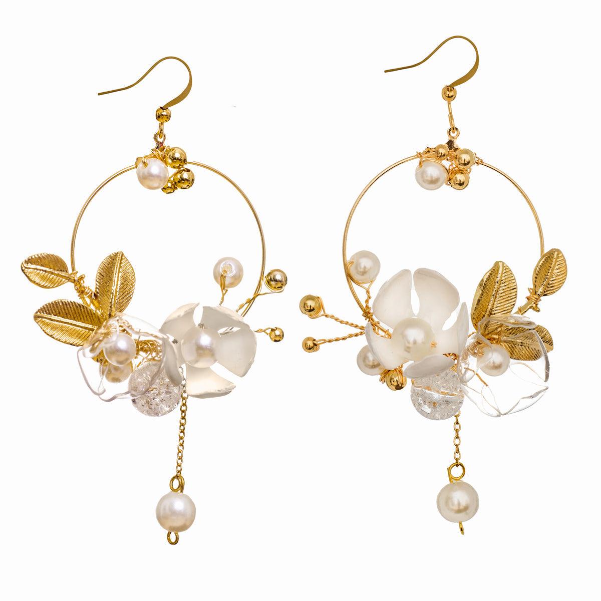 Floral Art Nouveau Earrings - Designed by Upcycle with Jing Available to Buy at a Discounted Price on Moon Behind The Hill Online Designer Discount Store