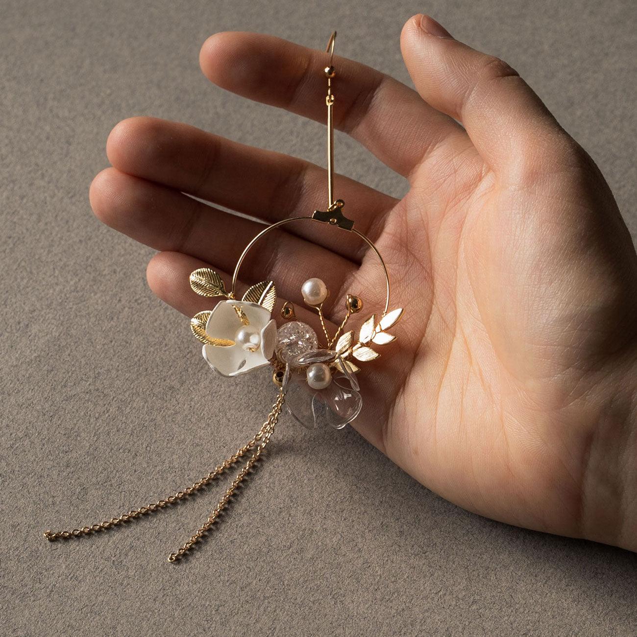 Floral Garland Drip Earrings - Designed by Upcycle with Jing Available to Buy at a Discounted Price on Moon Behind The Hill Online Designer Discount Store