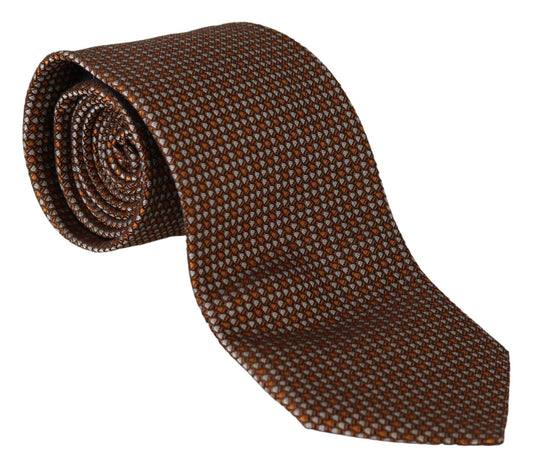 Brown Patterned Wide Silk Necktie - Designed by Dolce & Gabbana Available to Buy at a Discounted Price on Moon Behind The Hill Online Designer Discount Store