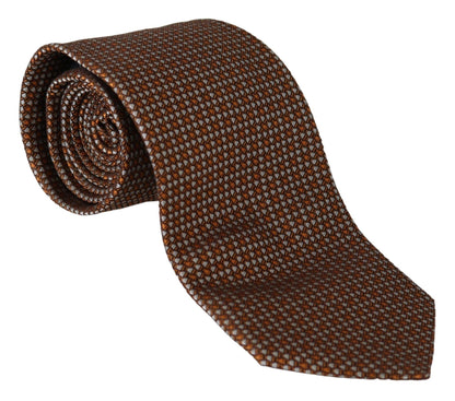 Brown Patterned Wide Silk Necktie - Designed by Dolce & Gabbana Available to Buy at a Discounted Price on Moon Behind The Hill Online Designer Discount Store