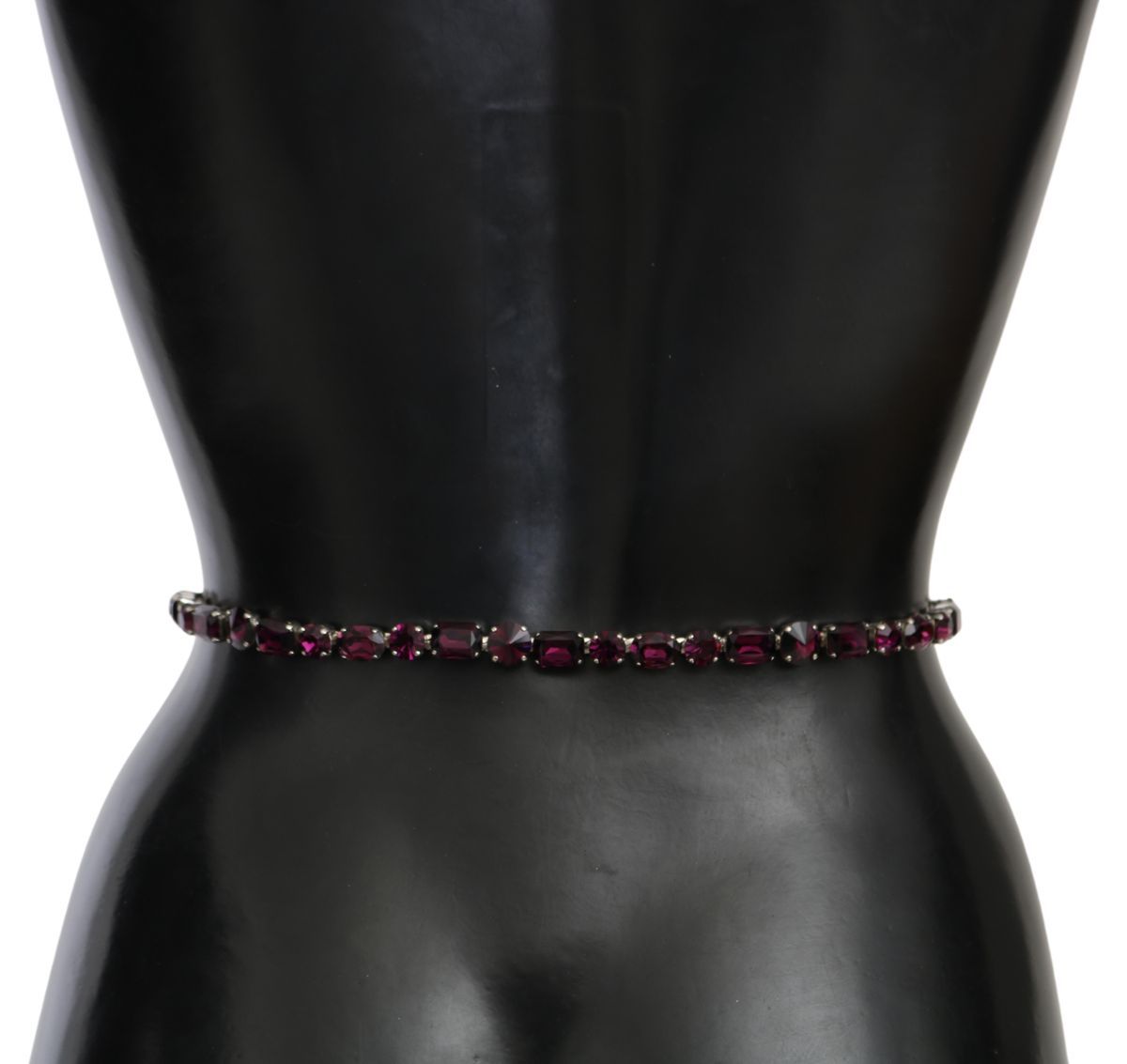 Purple Leather Crystals Waist Belt