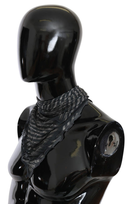 Costume National Black Grey Viscose Foulard Branded Scarf - Designed by Costume National Available to Buy at a Discounted Price on Moon Behind The Hill Online Designer Discount Store