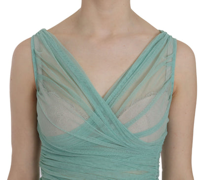 Green Cotton Stretch Mesh Tank Top - Designed by Dolce & Gabbana Available to Buy at a Discounted Price on Moon Behind The Hill Online Designer Discount Store