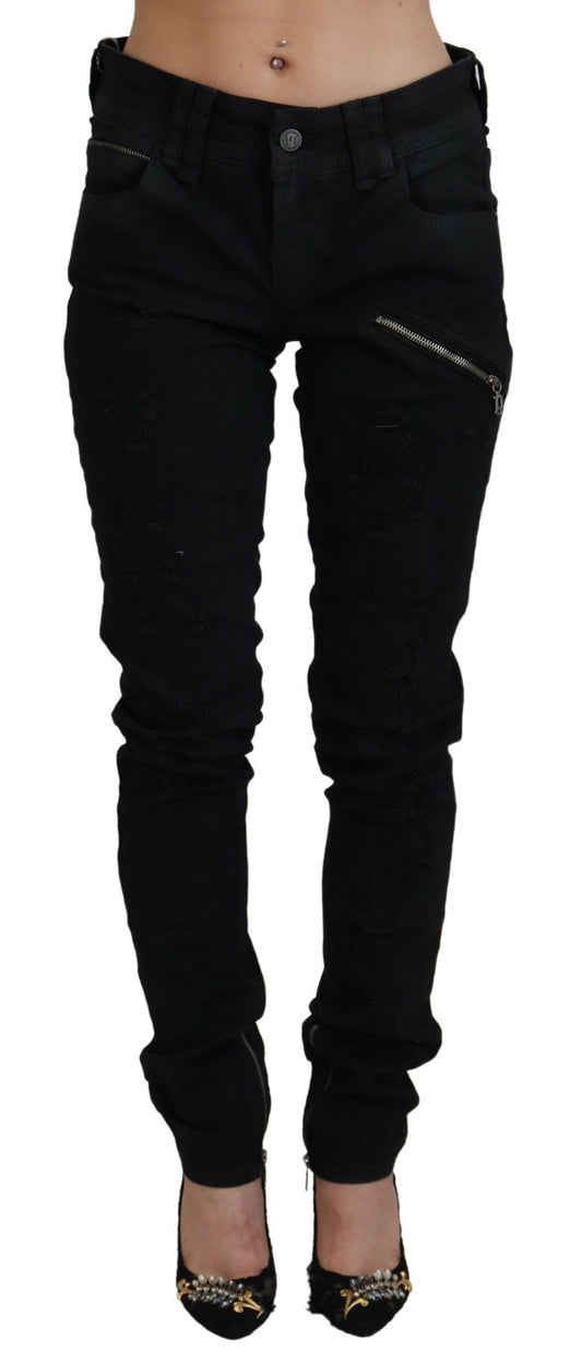 John Galliano Black Cotton Mid Waist Skinny Slim Fit Denim Jeans - Designed by John Galliano Available to Buy at a Discounted Price on Moon Behind The Hill Online Designer Discount Store