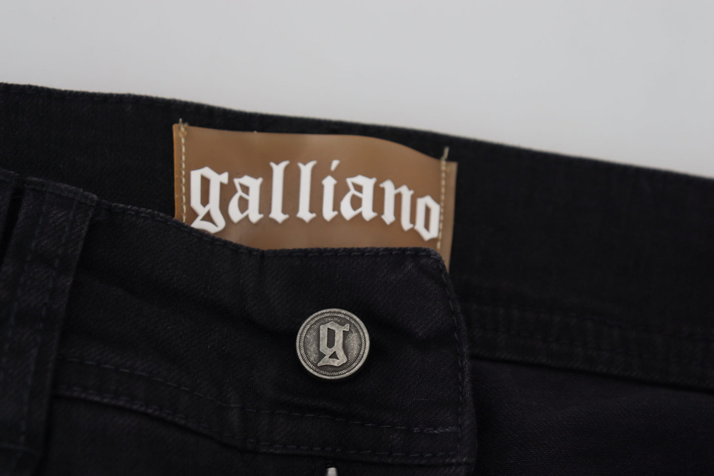 John Galliano Black Cotton Mid Waist Skinny Slim Fit Denim Jeans - Designed by John Galliano Available to Buy at a Discounted Price on Moon Behind The Hill Online Designer Discount Store