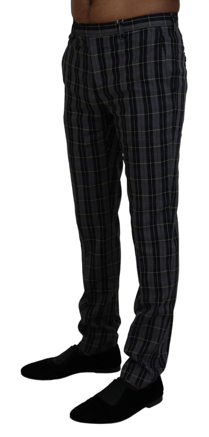 Bencivenga Gray Checkered Slim Fit Men Pants - Designed by BENCIVENGA Available to Buy at a Discounted Price on Moon Behind The Hill Online Designer Discount Store