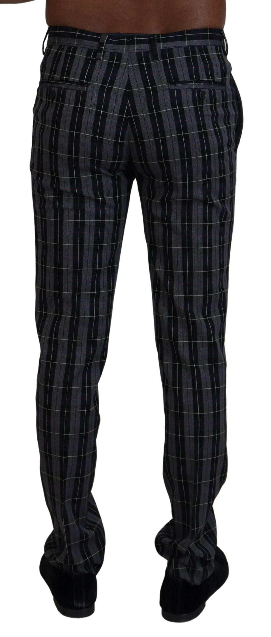Bencivenga Gray Checkered Slim Fit Men Pants - Designed by BENCIVENGA Available to Buy at a Discounted Price on Moon Behind The Hill Online Designer Discount Store
