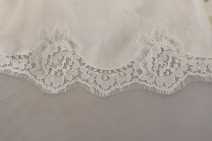 Dolce & Gabbana White Silk Floral Lace Lingerie Underwear - Designed by Dolce & Gabbana Available to Buy at a Discounted Price on Moon Behind The Hill Online Designer Discount Store