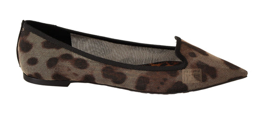 Brown Leopard Ballerina Flat Loafers Shoes - Designed by Dolce & Gabbana Available to Buy at a Discounted Price on Moon Behind The Hill Online Designer Discount Store