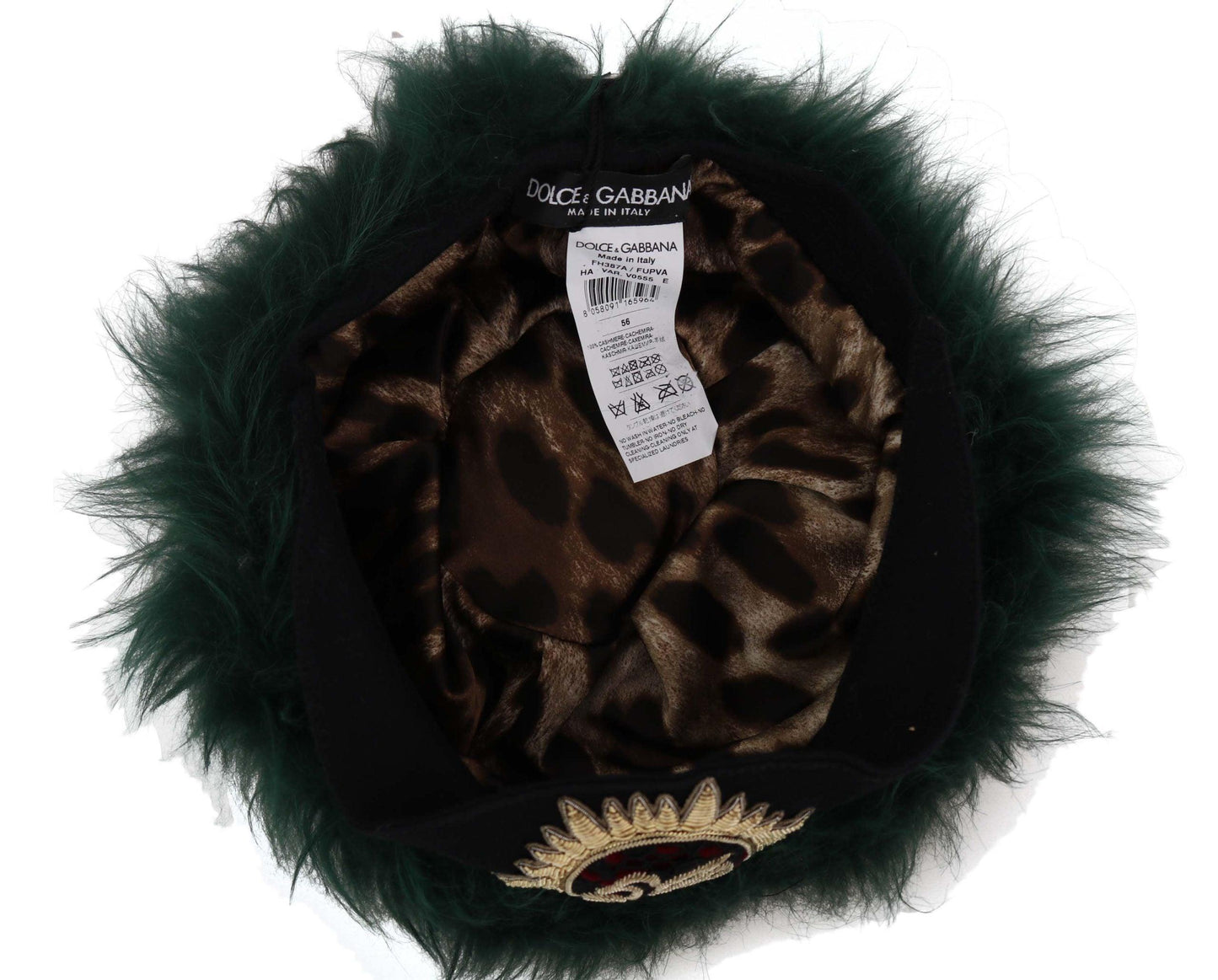 Green Fur DG Logo Embroidered Cloche Hat - Designed by Dolce & Gabbana Available to Buy at a Discounted Price on Moon Behind The Hill Online Designer Discount Store