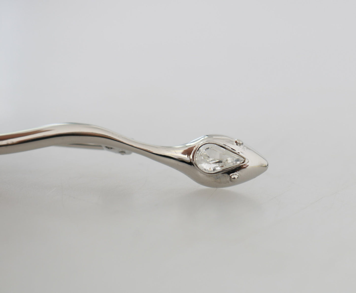Dolce & Gabbana Silver Brass Crystal Spilla Serpente Mens Brooch Pin