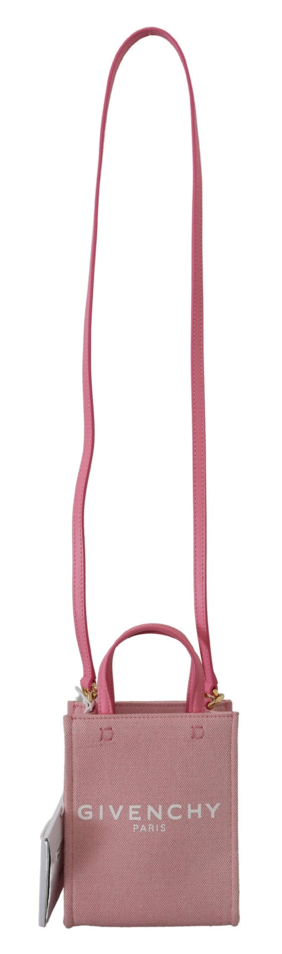 Pink Coated Canvas Vertical Mini Shoulder Bag