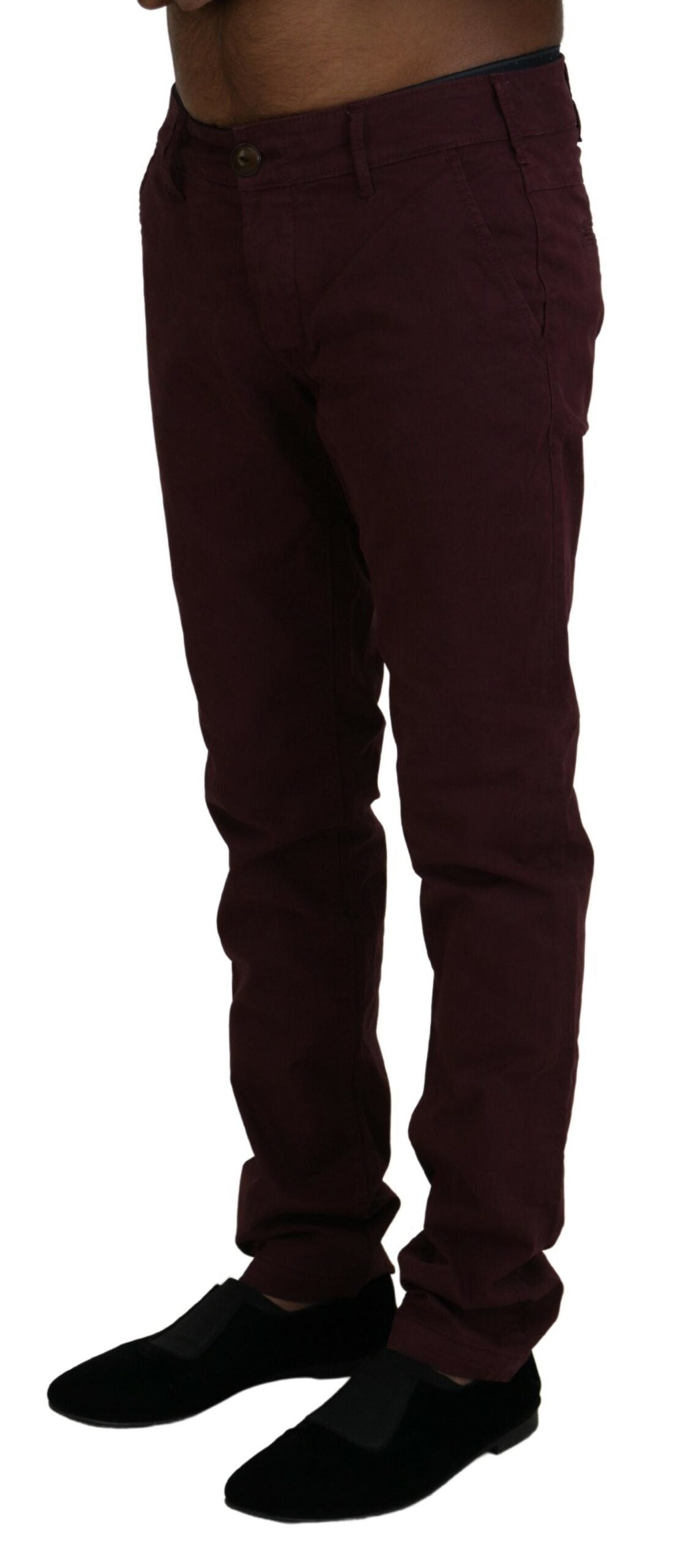 Cycle Maroon Cotton Stretch Skinny Casual Men Pants - Designed by CYCLE Available to Buy at a Discounted Price on Moon Behind The Hill Online Designer Discount Store